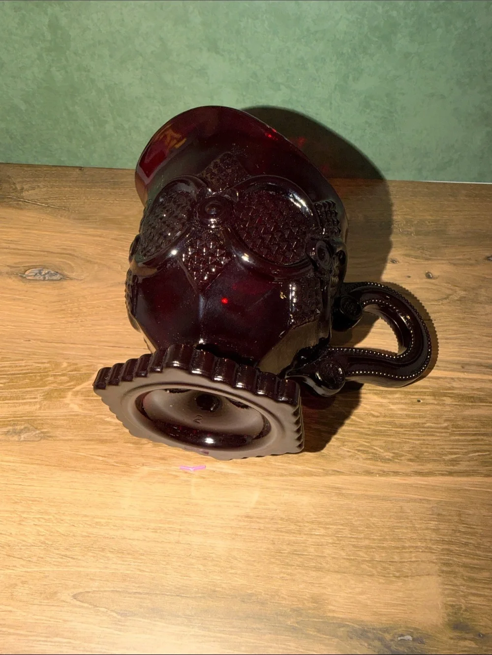 Avon Deep Ruby Red Pressed Glass Creamer Pitcher